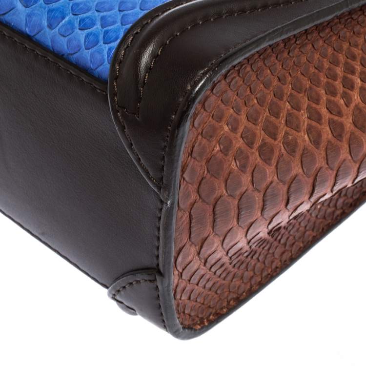Pre Owned Celine Tri Color Python and Leather Nano Luggage Tote