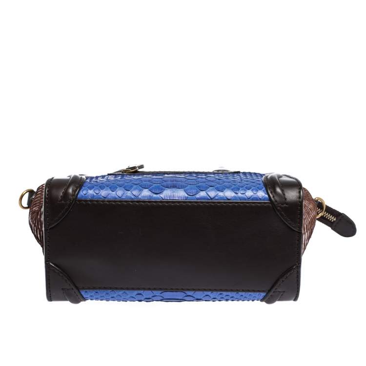 Pre Owned Celine Tri Color Python and Leather Nano Luggage Tote