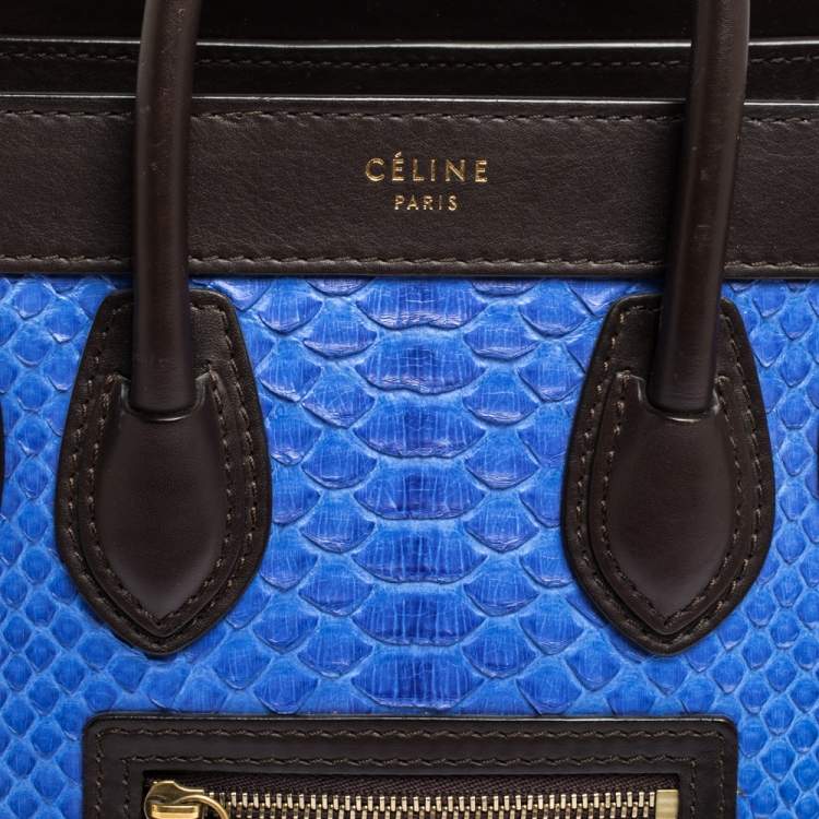 Pre Owned Celine Tri Color Python and Leather Nano Luggage Tote
