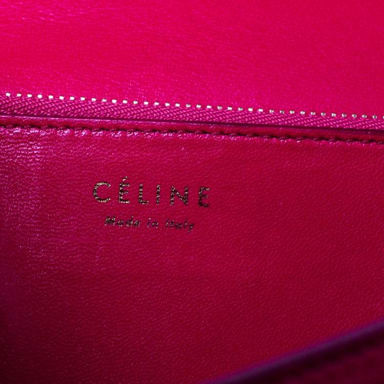 Pre Owned Celine Magenta Python Medium Classic Box Shoulder Bag