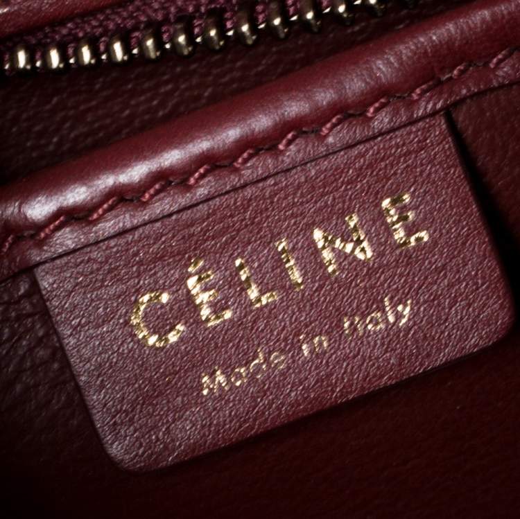 Pre Owned Celine Red Leather Nano Luggage Tote