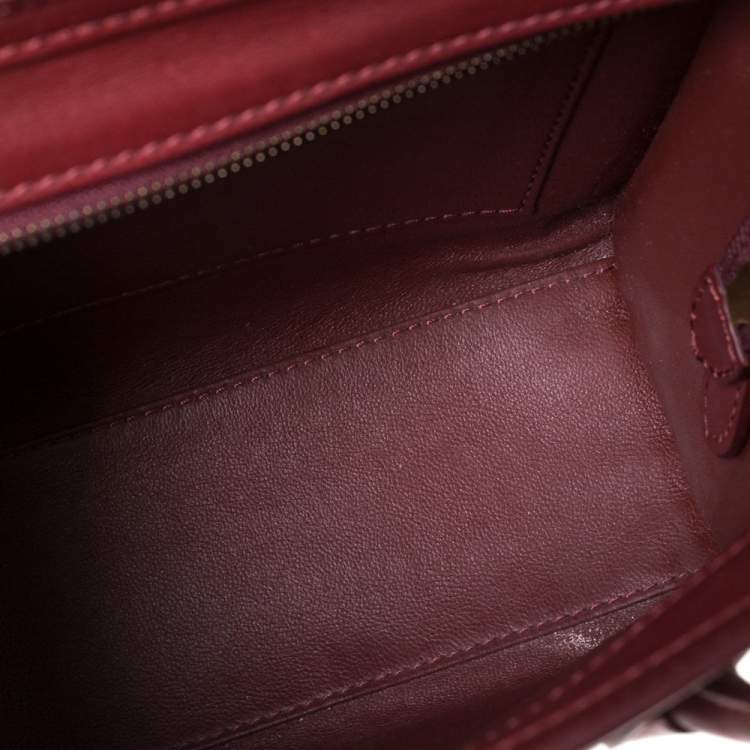 Pre Owned Celine Red Leather Nano Luggage Tote