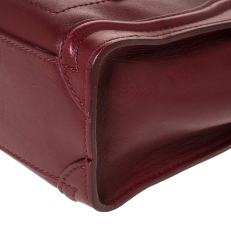 Pre Owned Celine Red Leather Nano Luggage Tote
