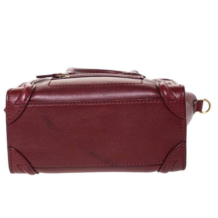 Pre Owned Celine Red Leather Nano Luggage Tote
