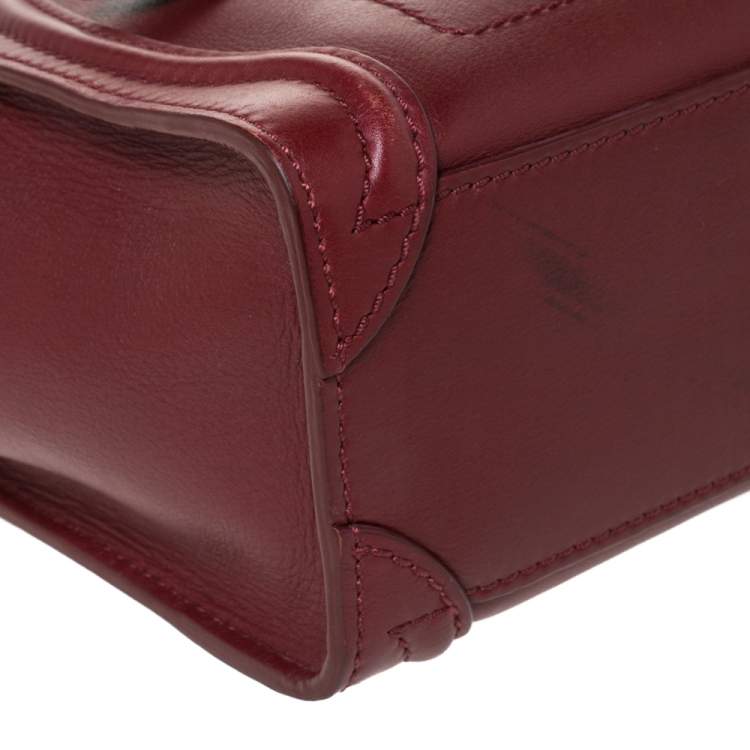 Pre Owned Celine Red Leather Nano Luggage Tote