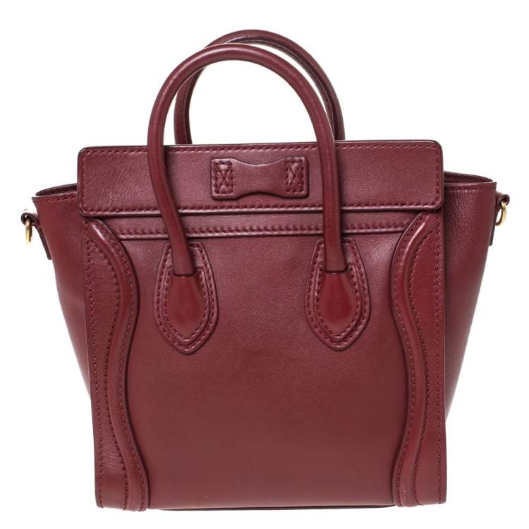 Pre Owned Celine Red Leather Nano Luggage Tote