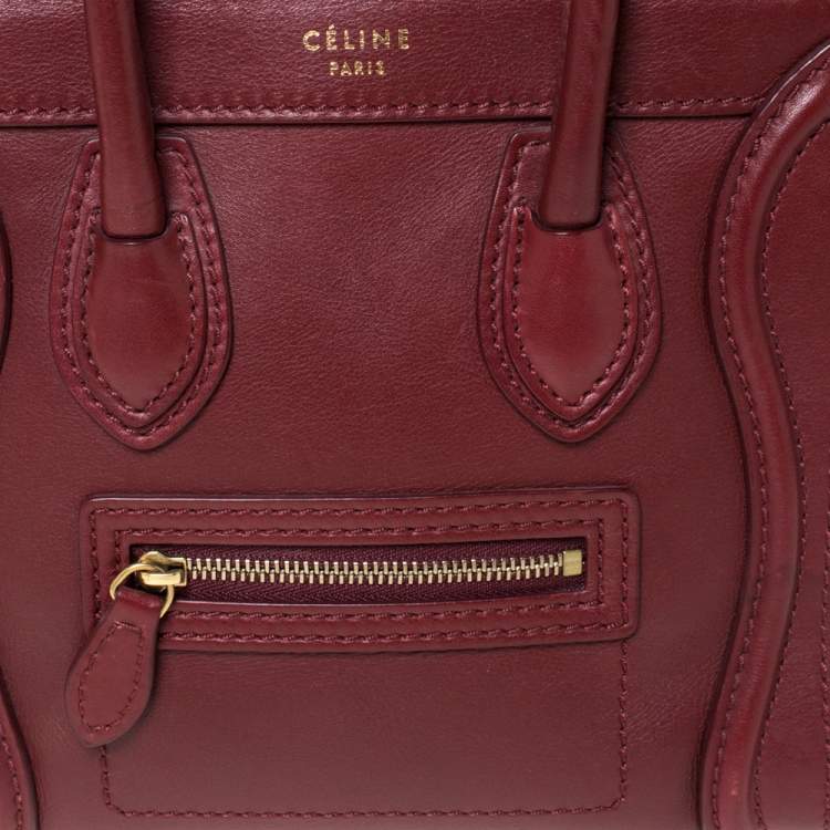 Pre Owned Celine Red Leather Nano Luggage Tote