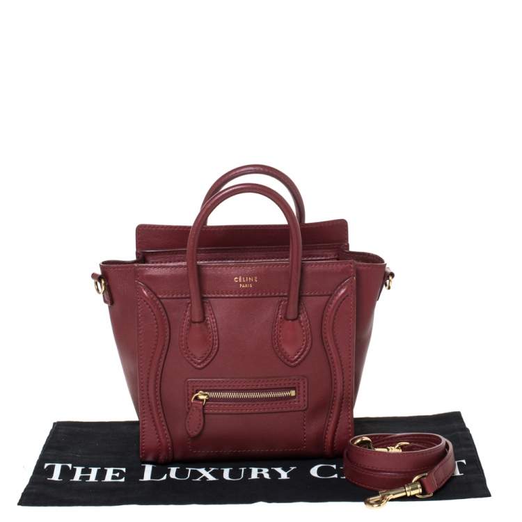 Pre Owned Celine Red Leather Nano Luggage Tote
