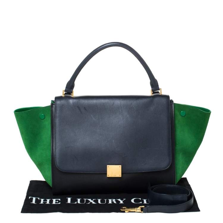 Pre Owned Celine Tri Color Leather and Suede Medium Trapeze Bag