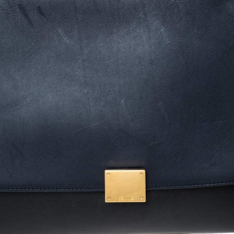 Pre Owned Celine Tri Color Leather and Suede Medium Trapeze Bag