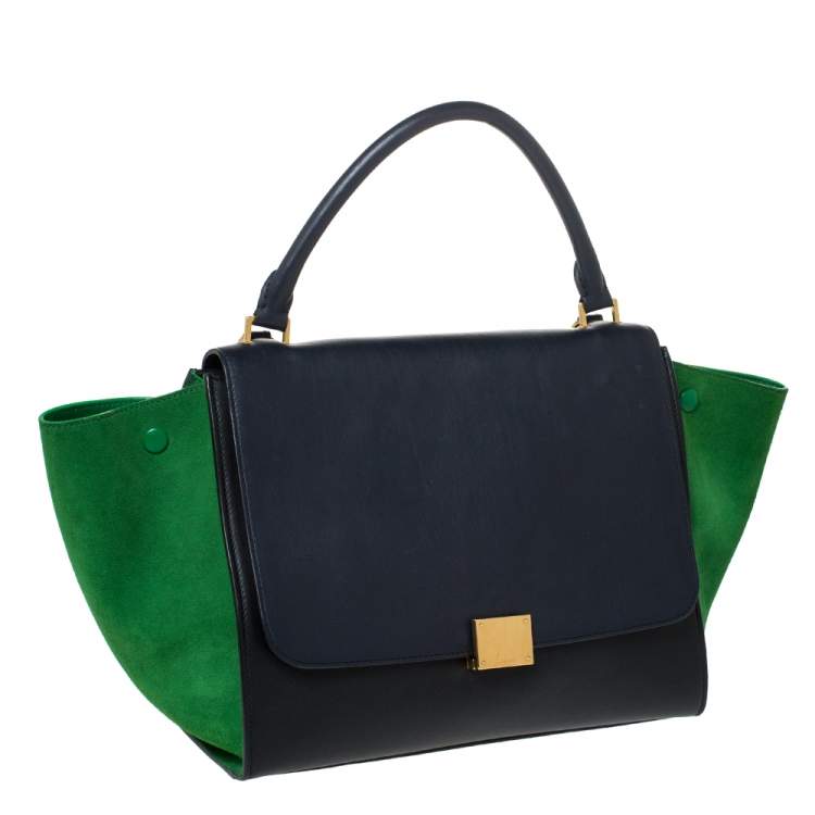 Pre Owned Celine Tri Color Leather and Suede Medium Trapeze Bag