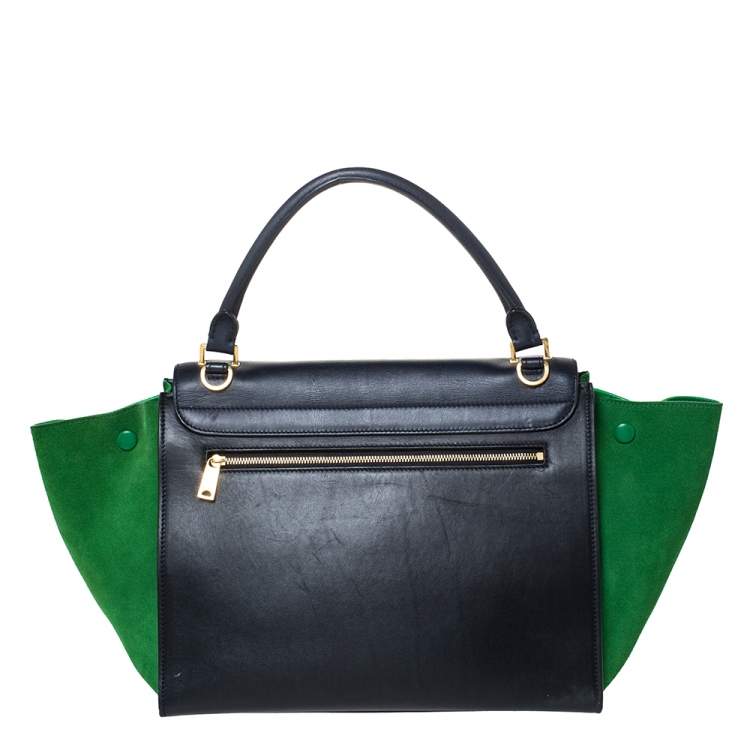 Pre Owned Celine Tri Color Leather and Suede Medium Trapeze Bag