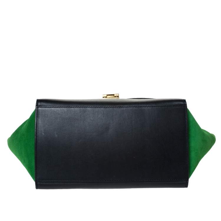 Pre Owned Celine Tri Color Leather and Suede Medium Trapeze Bag