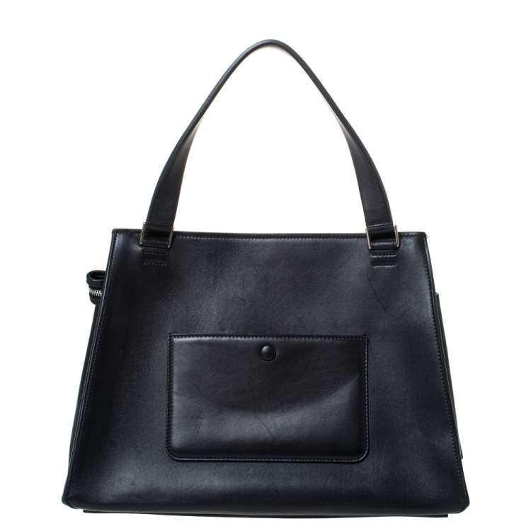 Pre Owned Celine Black/Yellow Calfhair and Leather Medium Edge Top Handle Bag