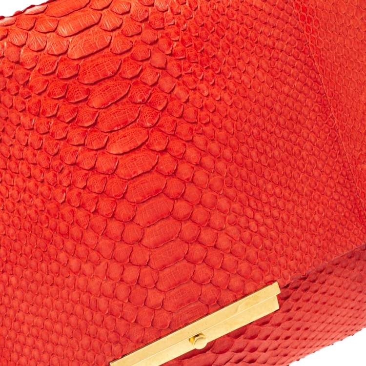 Pre Owned Celine Red Python Blade Flap Bag