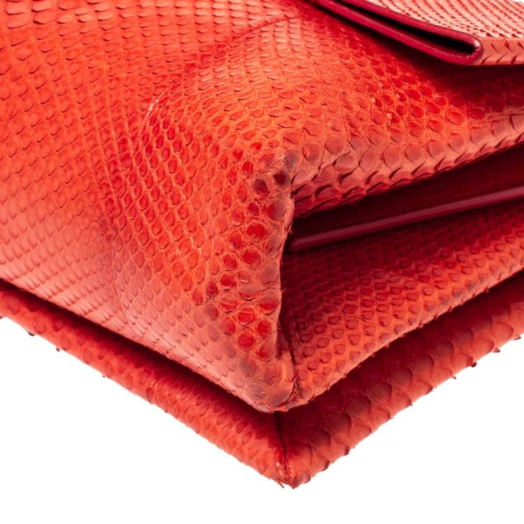 Pre Owned Celine Red Python Blade Flap Bag