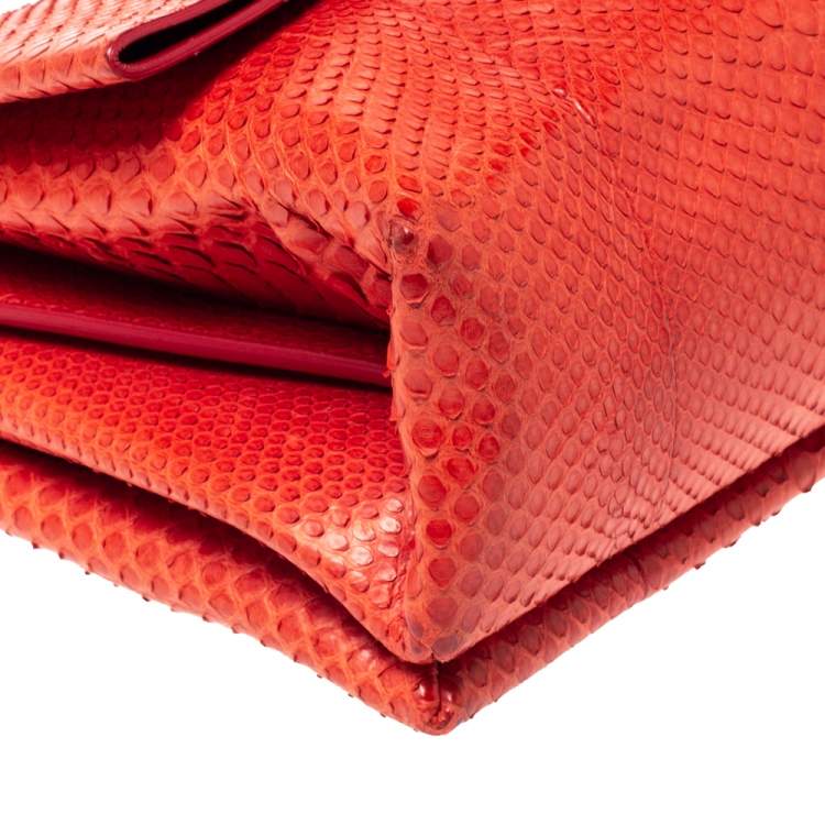 Pre Owned Celine Red Python Blade Flap Bag
