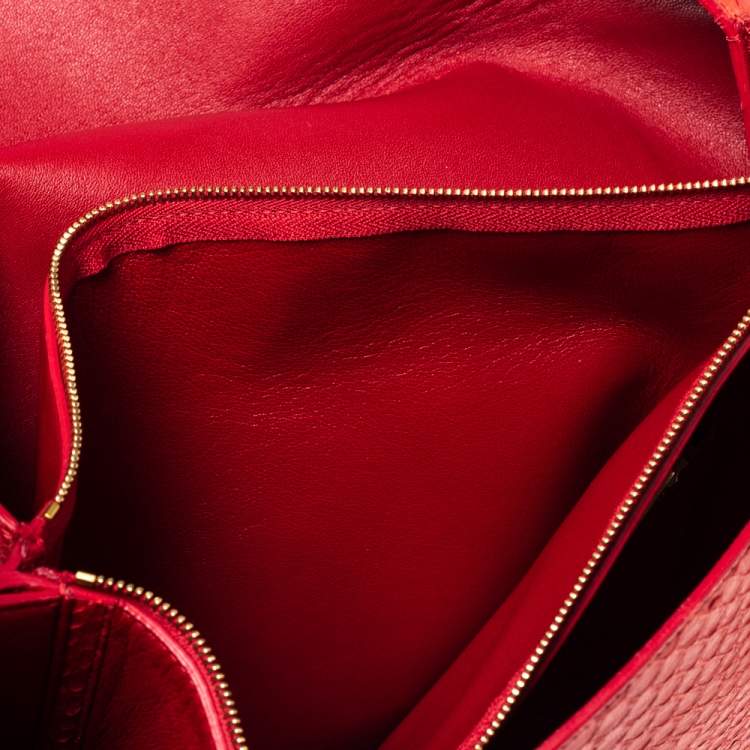 Pre Owned Celine Red Python Blade Flap Bag