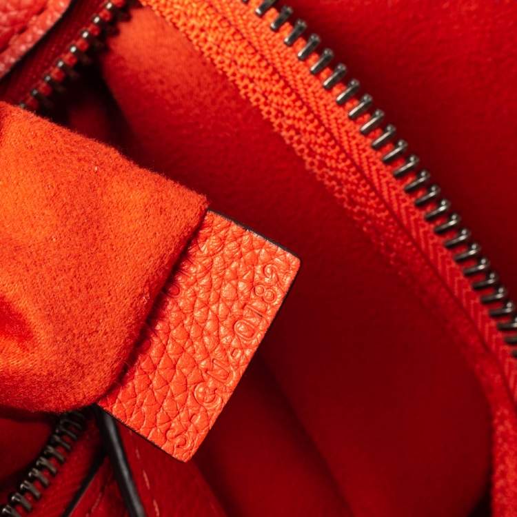 Pre Owned Celine Orange Leather Mini Luggage Tote