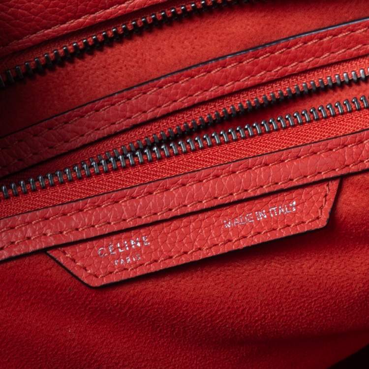 Pre Owned Celine Orange Leather Mini Luggage Tote