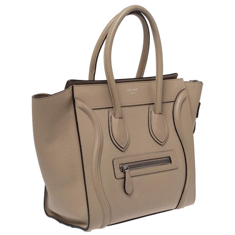Pre Owned Celine Beige Leather Micro Luggage Tote