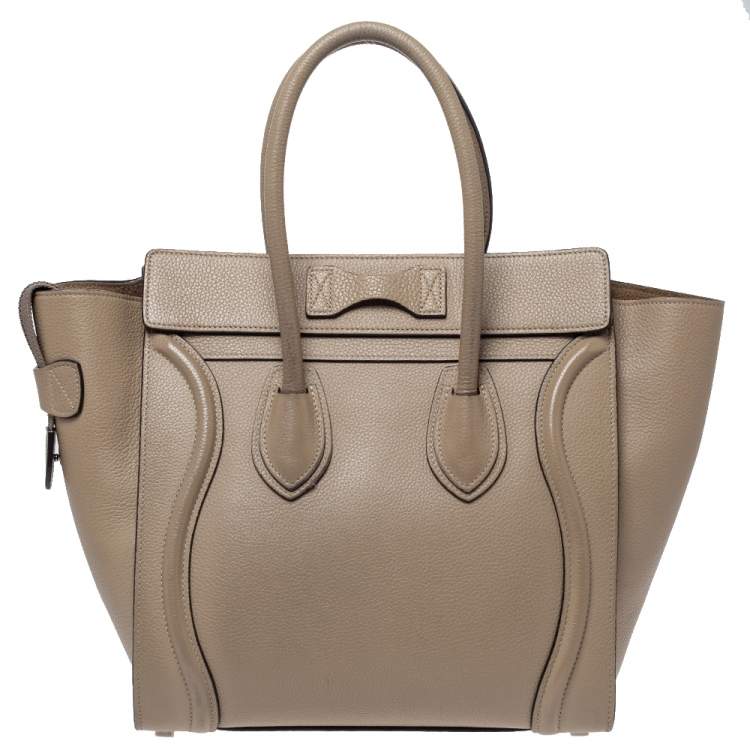 Pre Owned Celine Beige Leather Micro Luggage Tote