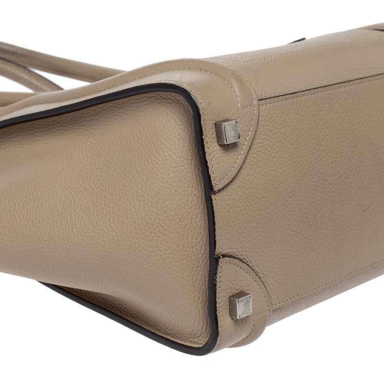 Pre Owned Celine Beige Leather Micro Luggage Tote