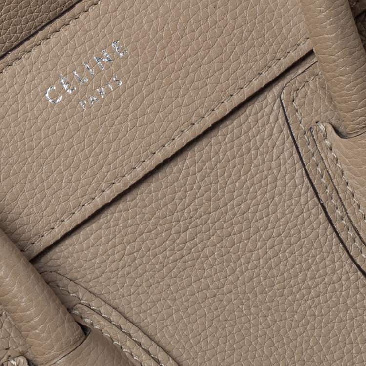 Pre Owned Celine Beige Leather Micro Luggage Tote