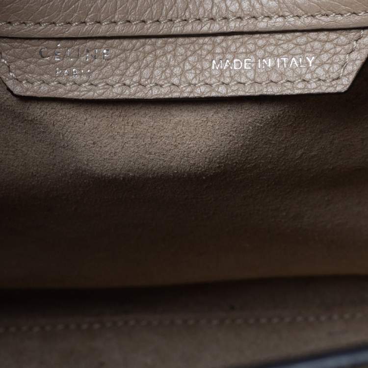 Pre Owned Celine Beige Leather Micro Luggage Tote