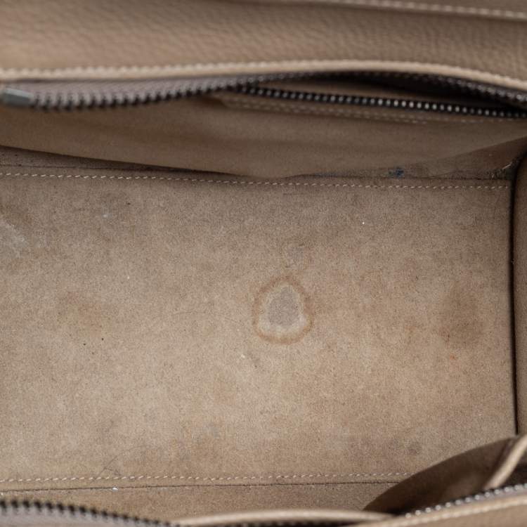 Pre Owned Celine Beige Leather Micro Luggage Tote