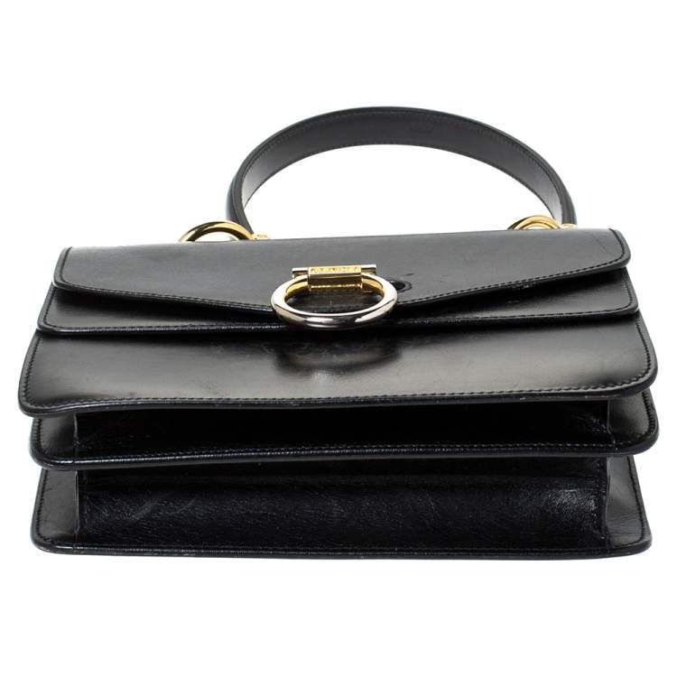 Pre Owned Celine Black Leather Vintage Flap Top Handle Bag