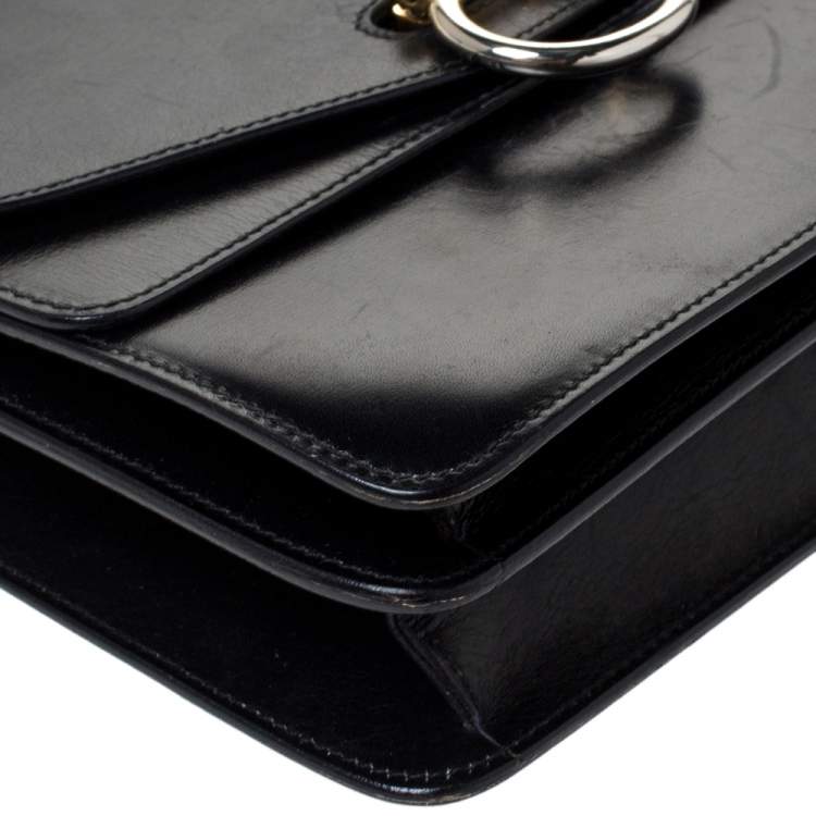 Pre Owned Celine Black Leather Vintage Flap Top Handle Bag