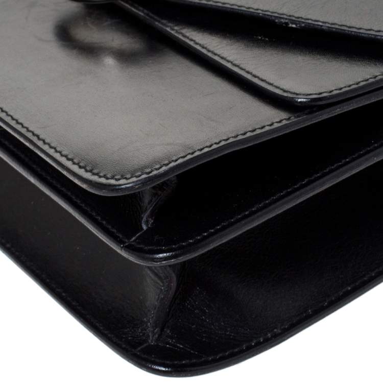 Pre Owned Celine Black Leather Vintage Flap Top Handle Bag