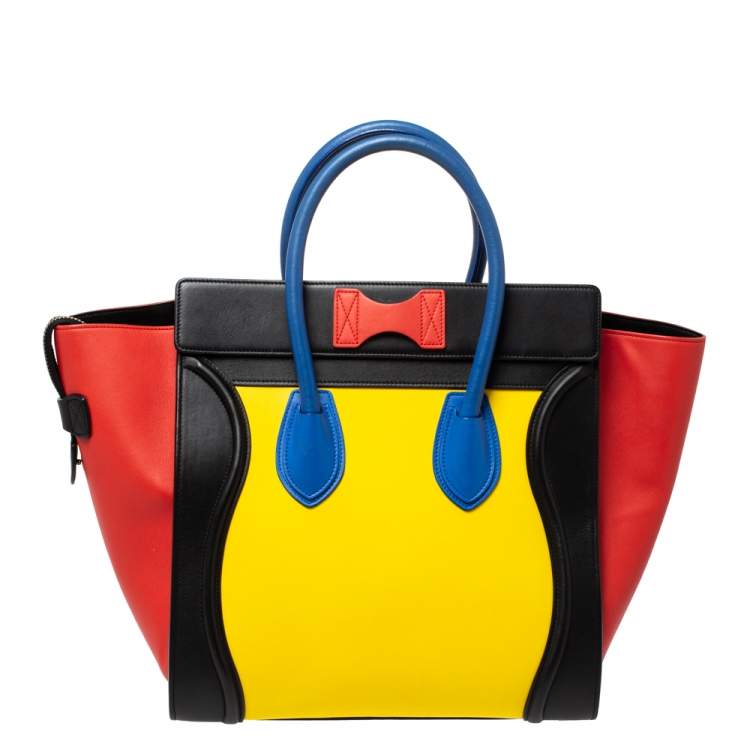 Pre Owned Celine Multicolor Leather Mini Luggage Tote