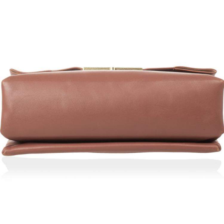 Pre Owned Celine Brown Calfskin Leather Blade Flap Bag