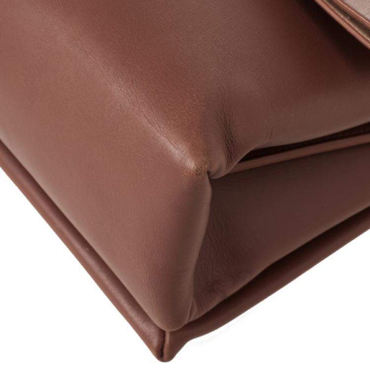 Pre Owned Celine Brown Calfskin Leather Blade Flap Bag