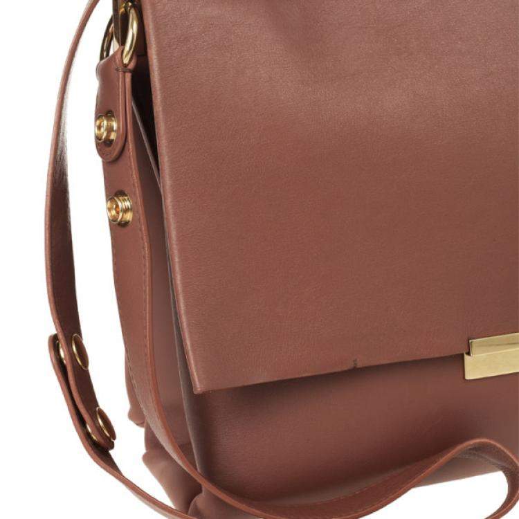 Pre Owned Celine Brown Calfskin Leather Blade Flap Bag