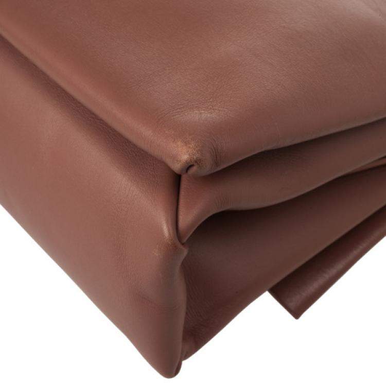 Pre Owned Celine Brown Calfskin Leather Blade Flap Bag