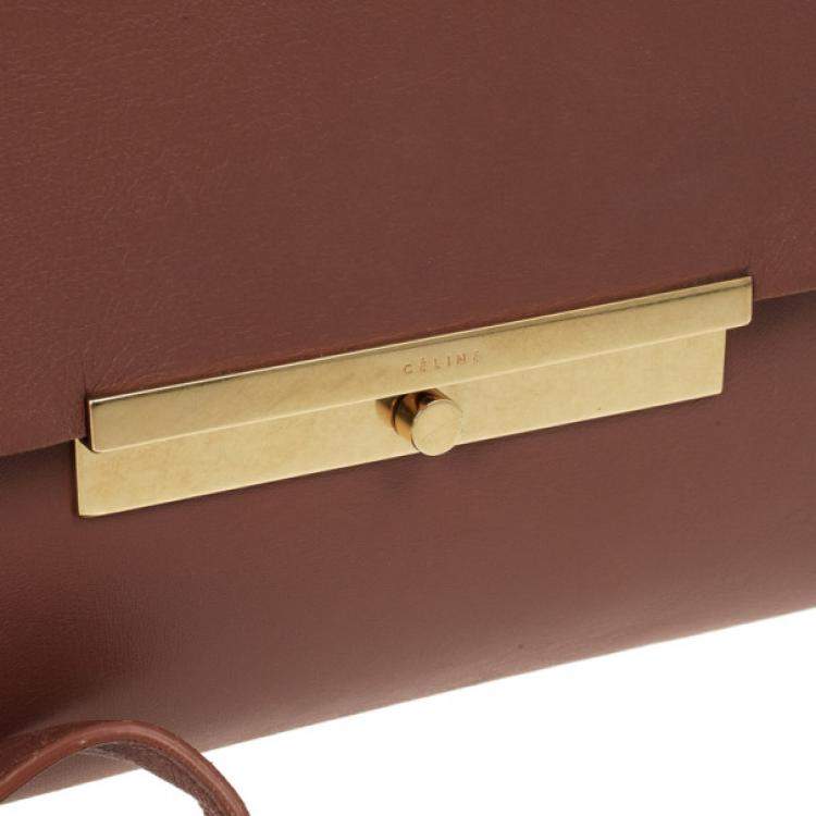 Pre Owned Celine Brown Calfskin Leather Blade Flap Bag