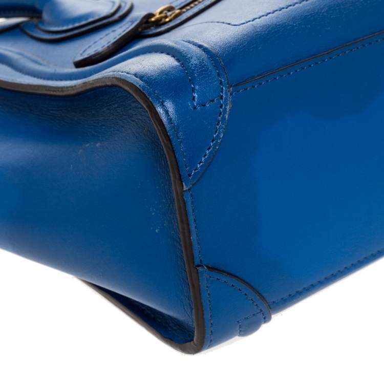 Pre Owned Celine Blue Leather Nano Luggage Tote