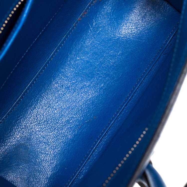 Pre Owned Celine Blue Leather Nano Luggage Tote