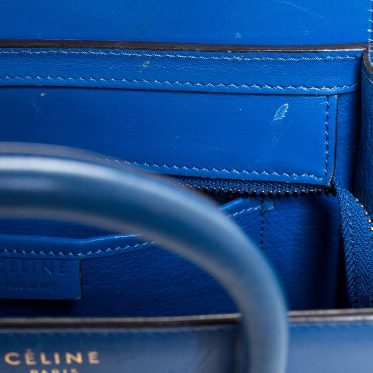 Pre Owned Celine Blue Leather Nano Luggage Tote