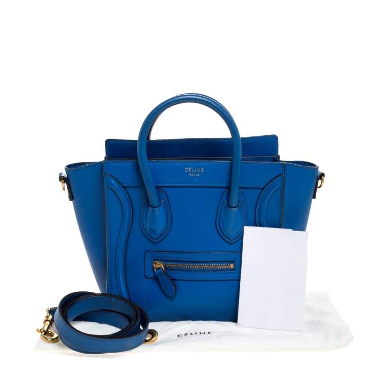 Pre Owned Celine Blue Leather Nano Luggage Tote