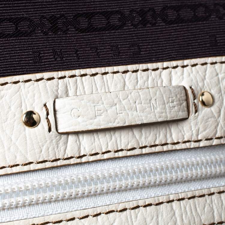 Pre Owned Celine Brown/White Canvas and Leather Boogie Tote