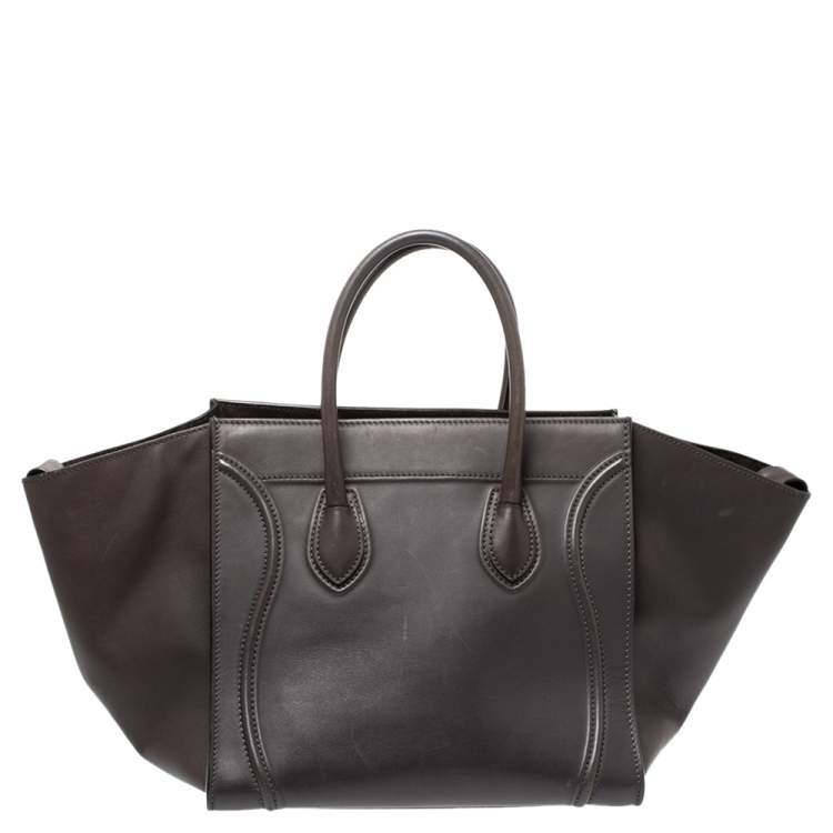 Pre Owned Celine Grey Leather Medium Phantom Luggage Tote 