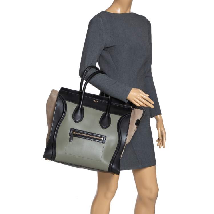 Pre Owned Celine Multicolor Leather and Suede Medium Luggage Tote