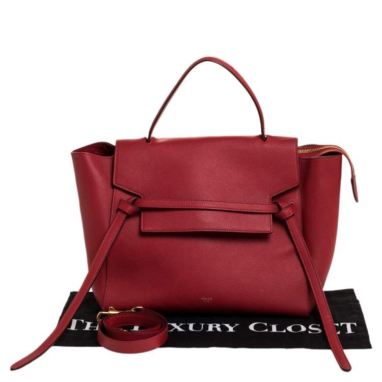 Pre Owned Celine Red Leather Belt Top Handle Bag