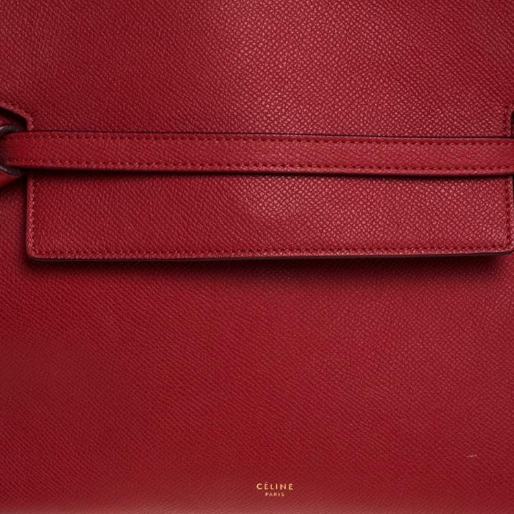 Pre Owned Celine Red Leather Belt Top Handle Bag