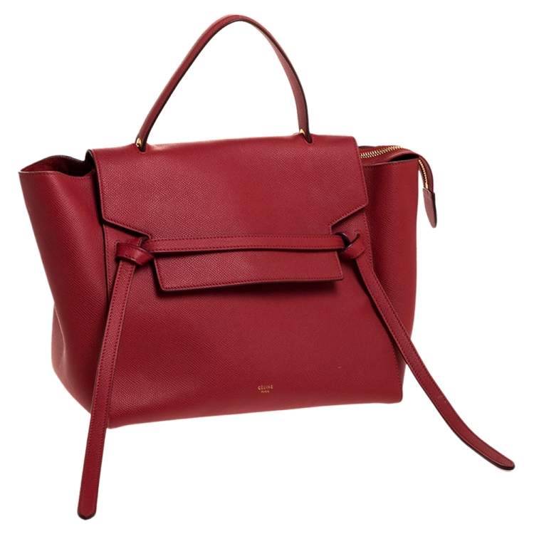 Pre Owned Celine Red Leather Belt Top Handle Bag