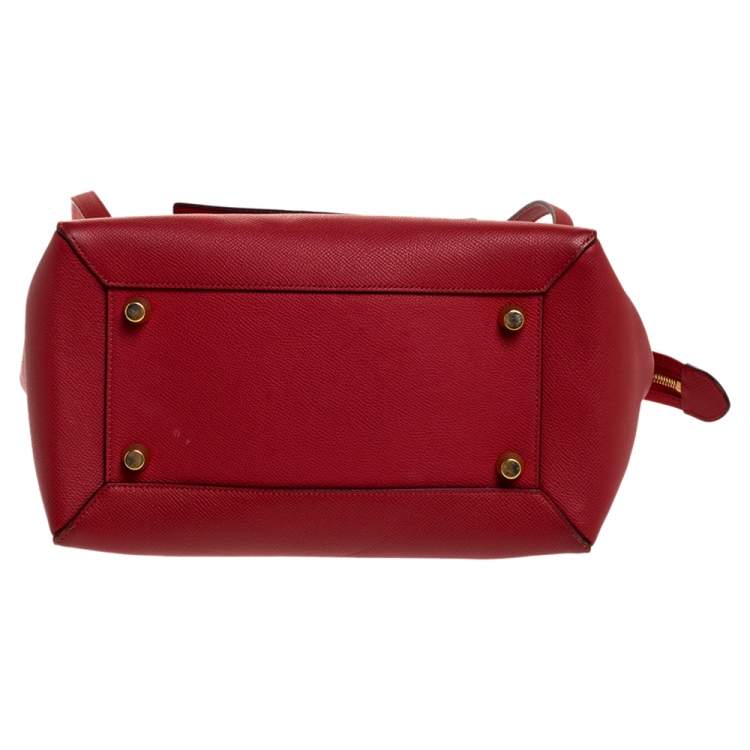 Pre Owned Celine Red Leather Belt Top Handle Bag